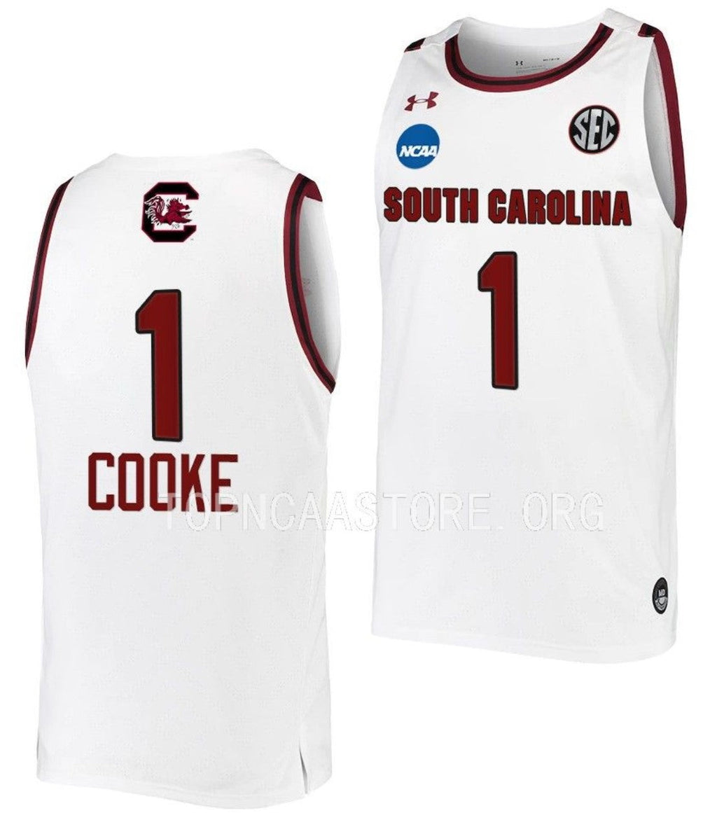 Zia Cooke Jersey South Carolina Gamecocks College Basketball 2023 NCAA March Madness White #1