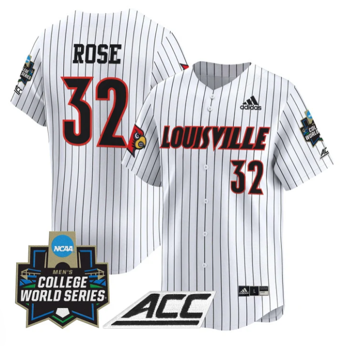 Zion Rose Jersey #32 Louisville Cardinals 2025 World Series Stitched Pinstripe
