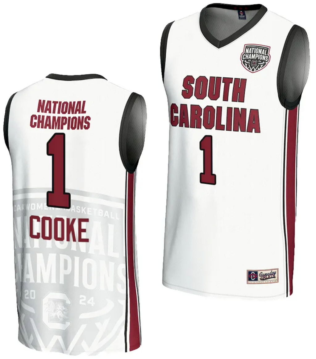 Zia Cooke Jersey #1 South Carolina Gamecocks 2024 NCAA Basketball National Champions White