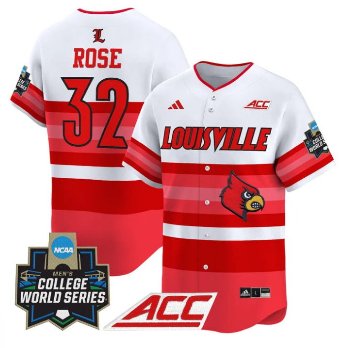 Zion Rose Jersey #32 Louisville Cardinals 2025 World Series Stitched Gradient