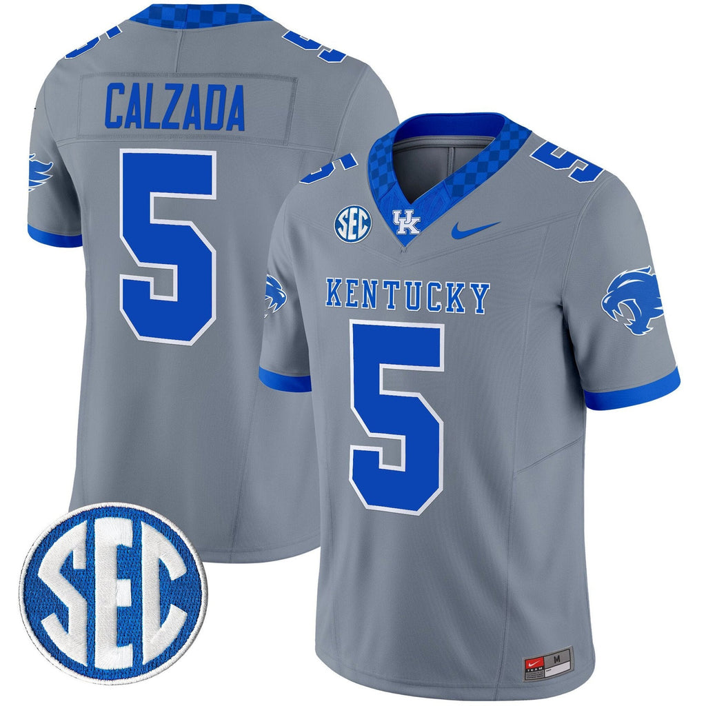 Zach Calzada Jersey #5 Kentucky Wildcats 2025 Limited Stitched Gray
