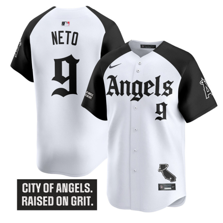 Zach Neto Jersey #9 Los Angeles Angels Gothic Halo Edition Stitched