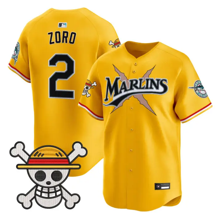 Zoro Jersey #2 Miami Marlins One Piece Premier Limited Stitched