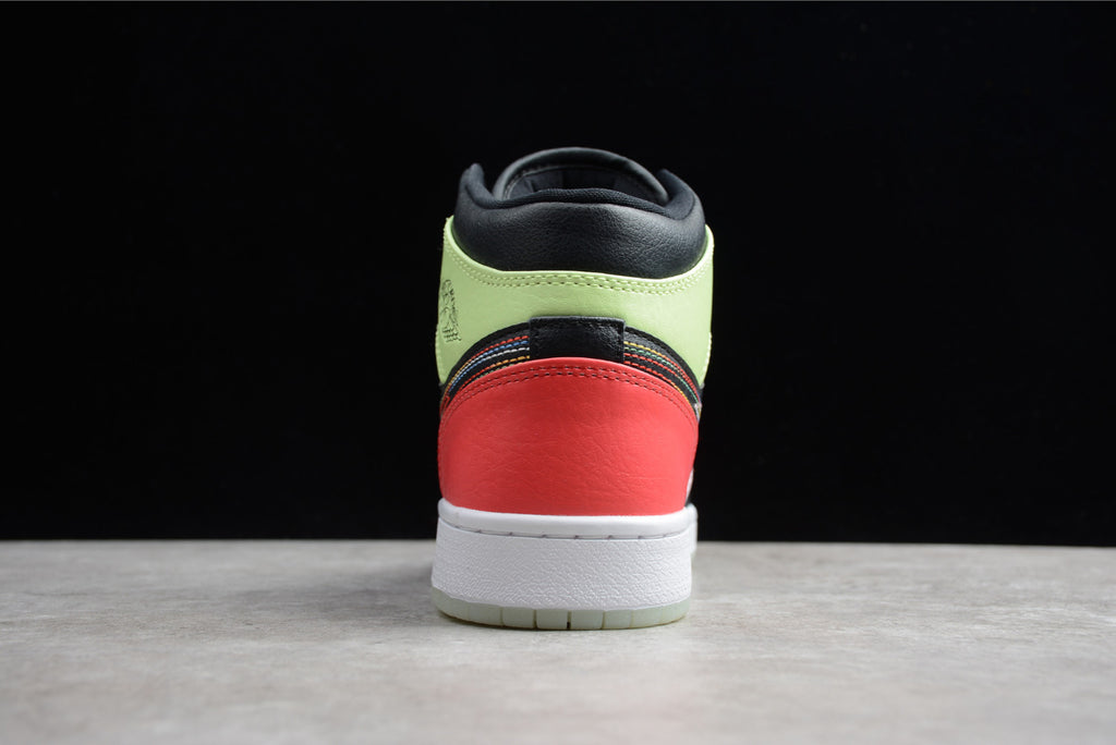 Air Jordan 1 Mid Black Pink Green