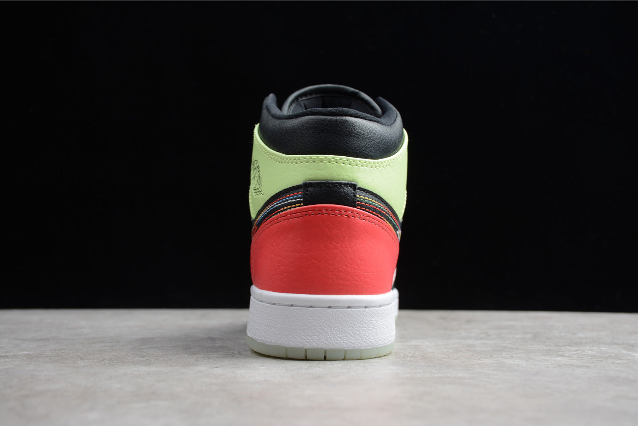 Air Jordan 1 Mid Black Pink Green