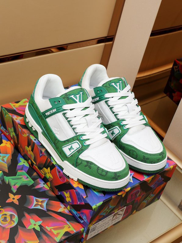 Luxury Virgil Trainer Sneakers Shoes Signature Green Monogram