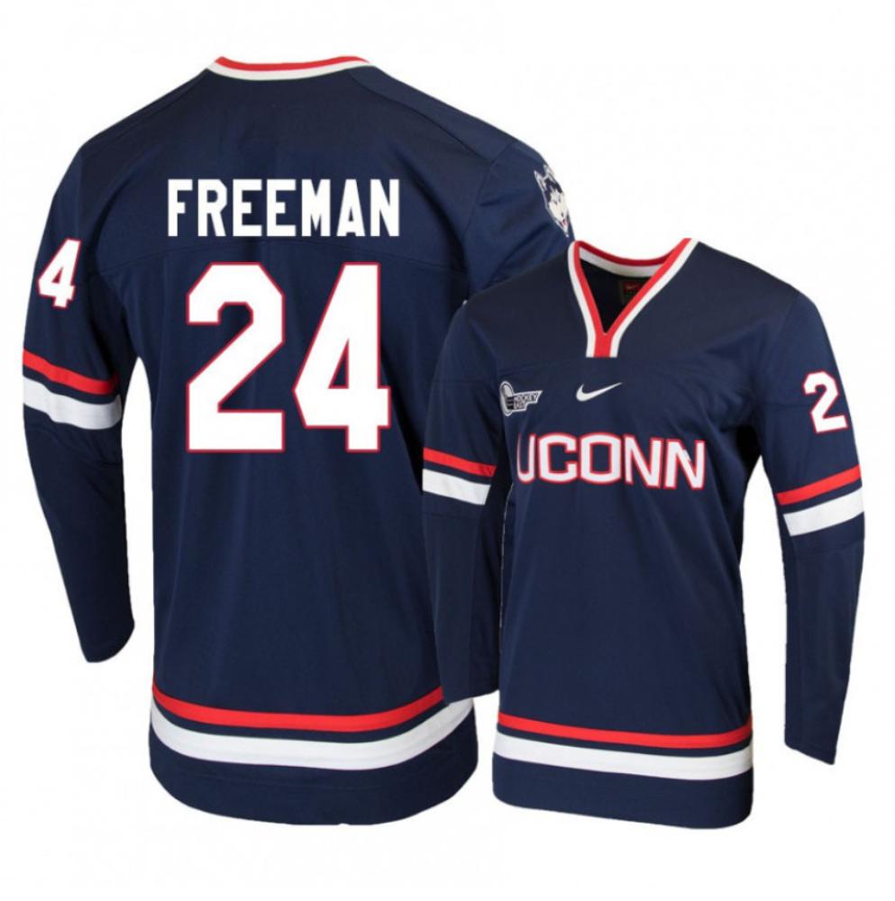Men's UConn Huskies #24 Benjamin Freeman College Hockey Stitched Navy Jersey