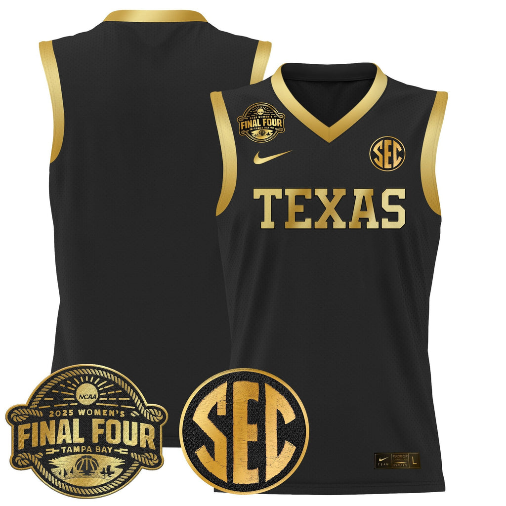 Team Jersey Texas Longhorns 2025 Sec Final Four Patch Stitched Black Gold
