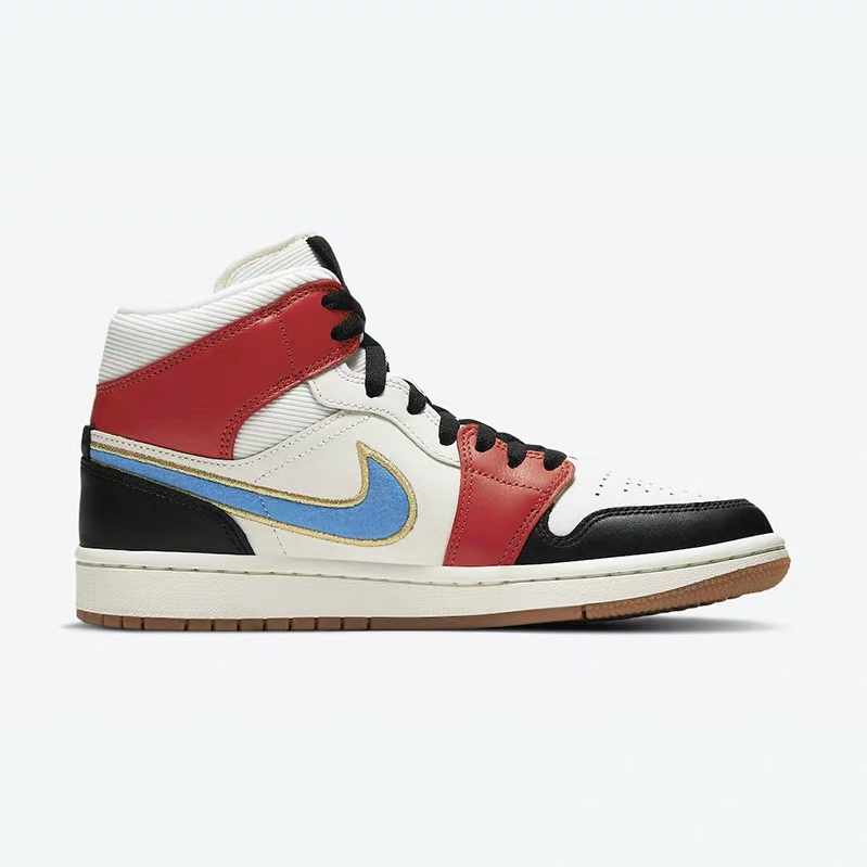 Air Jordan 1 Mid Woman Let(Her) Man Blue White Red Black