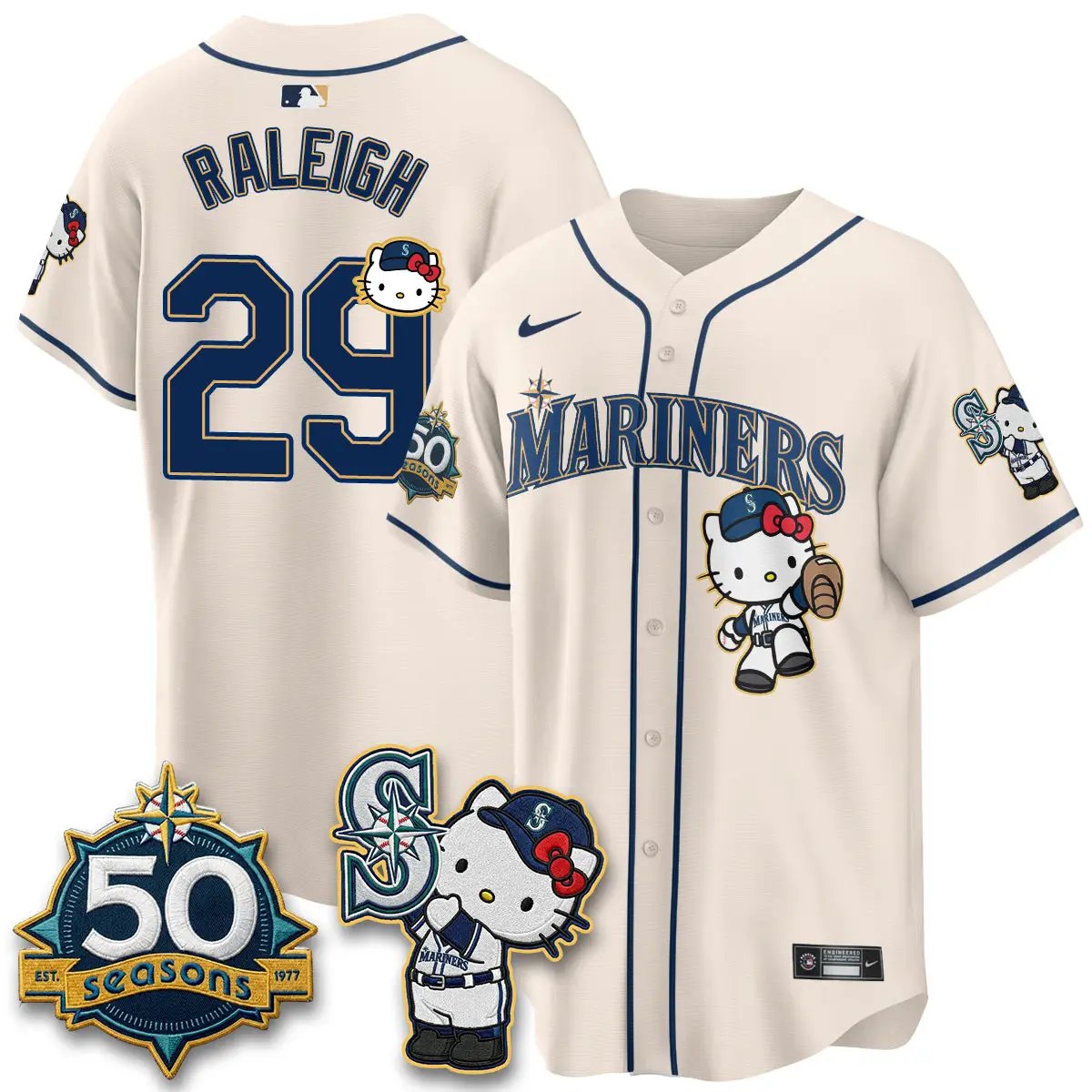 Men Seattle Mariners x Meow KT Night Limited Jersey - All Stitched V2