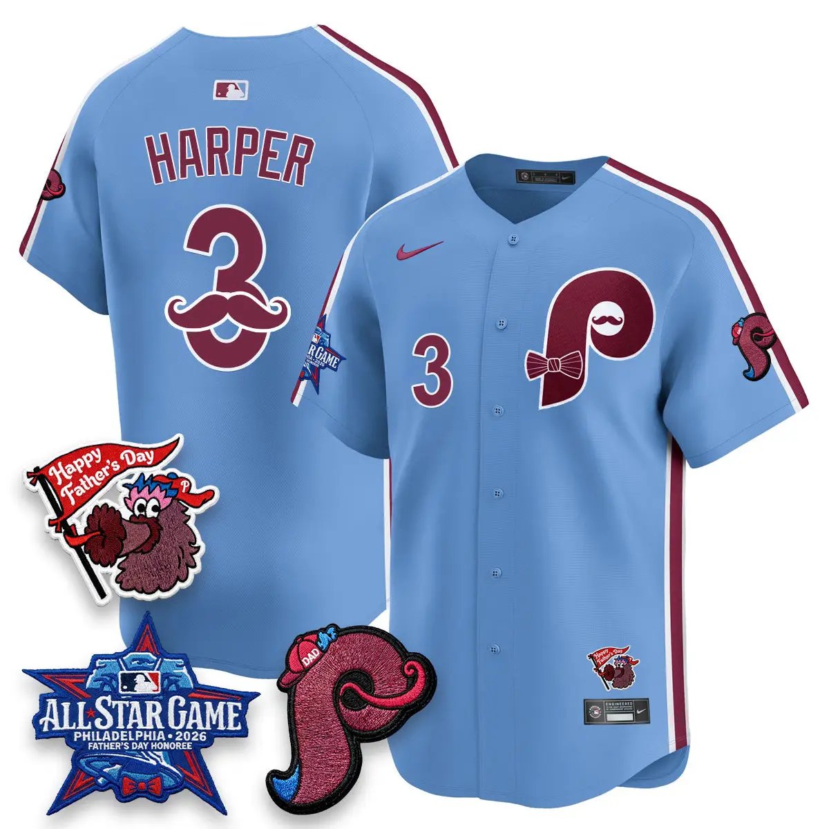 Men Philadelphia Phillies Happy Father's Day Vapor Jersey - Stitched