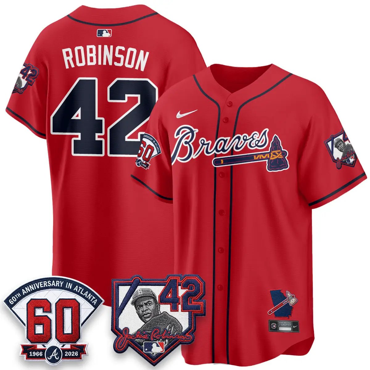 Men Atlanta Braves 2026 Jackie Robinson Day Vapor Limited Red Jersey - All Stitched