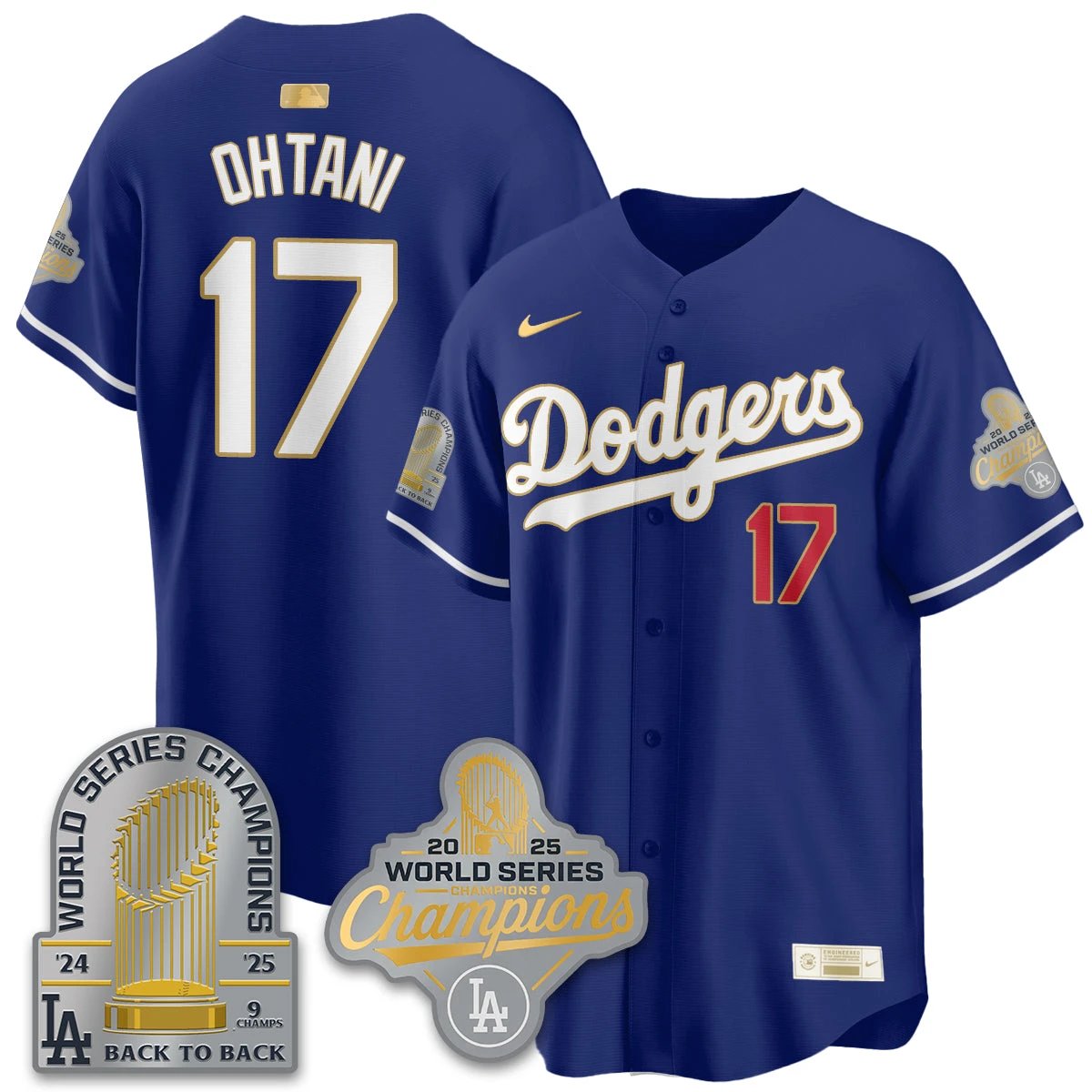 Men Los Angeles Dodgers Gold Collection Stadium Vapor Limited Jersey - 9x Champs - All Stitched