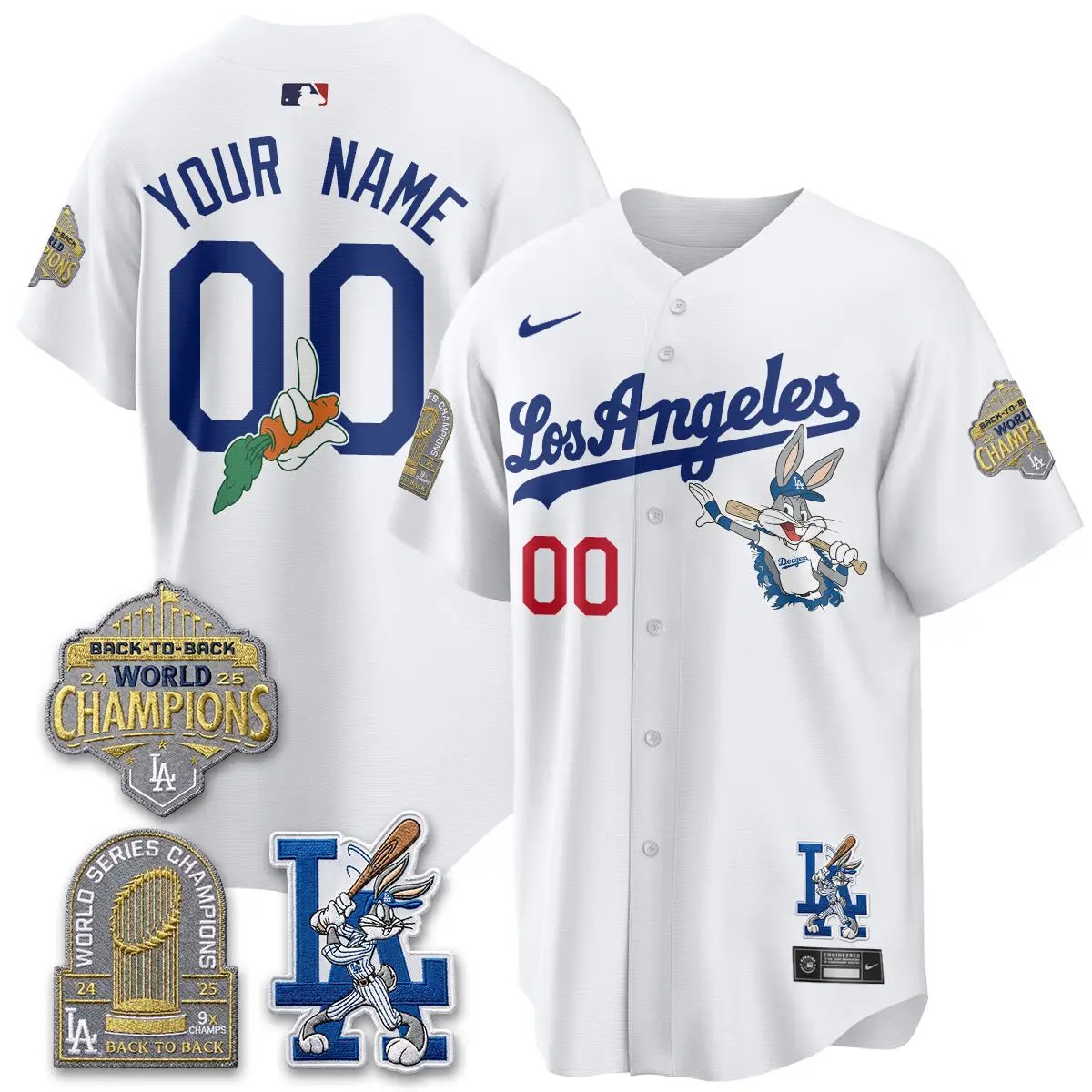 Los Angeles Dodgers Bunny Vapor Limited Custom Jersey - All Stitched