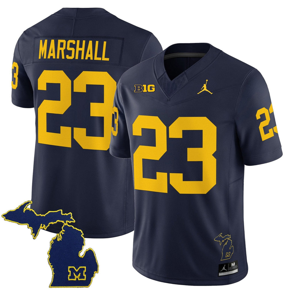 Jordan Marshall Jersey #23 Michigan Wolverines 2025 Limited V2 Stitched Navy