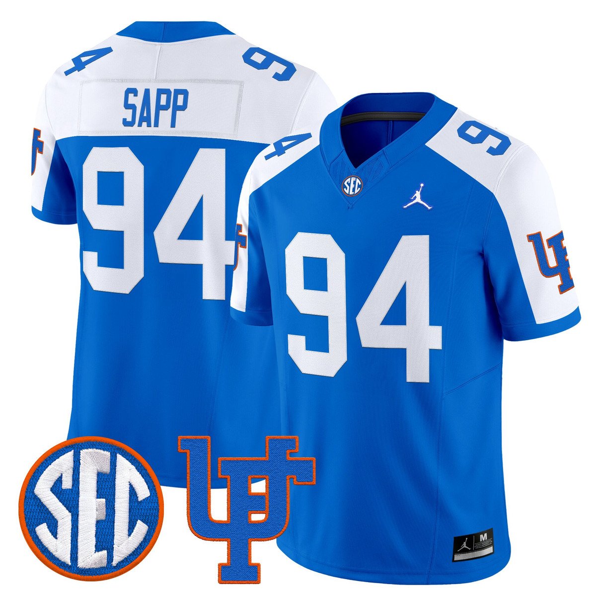 Tyreak Sapp Jersey #94 Florida Gators 1960s Throwback Vapor Limited Royal Alter