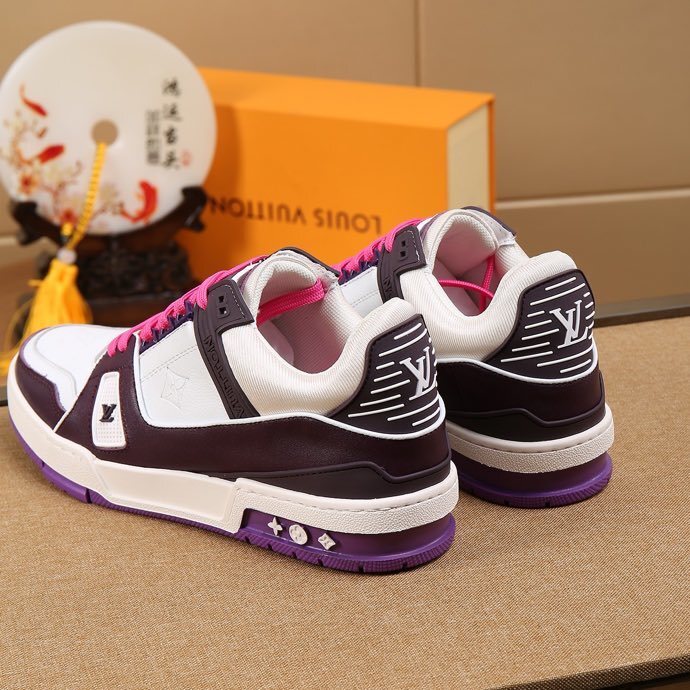 Luxury Virgil Trainer Sneakers Shoes Signature White Purple Monogram