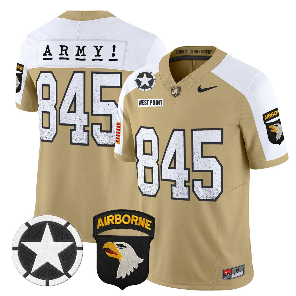 West Point Jersey #845 Army Black Knights 2025 Screaming Eagles Stitched Tan