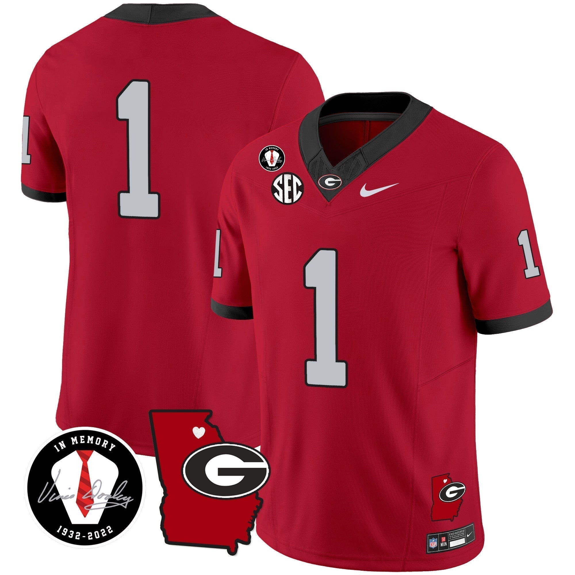 Men Georgia Bulldogs 2024 Vapor Jersey V4 - Georgia Map - All Stitched