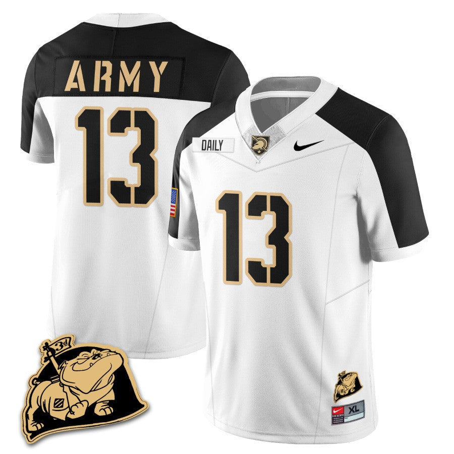 Men Army Black Knights Rocky The Bulldog Patch Jersey - All Stitched