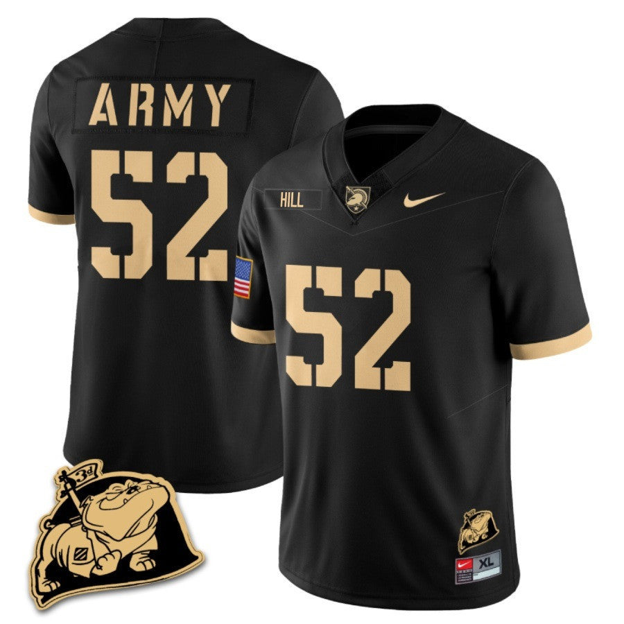 Men Army Black Knights Rocky The Bulldog Patch Jersey - All Stitched