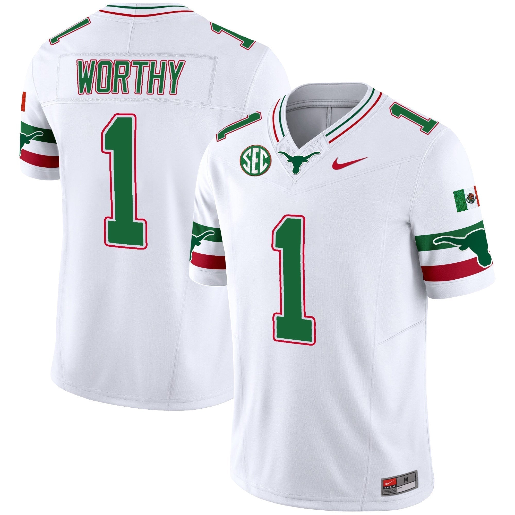 Men Texas Longhorns Mexico SEC Patch Vapor Jersey - All Stitched