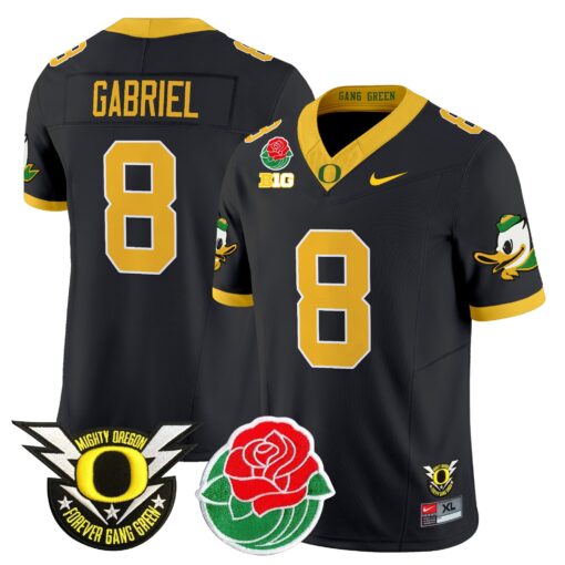 Dillon Gabriel Jersey #8 Oregon Ducks 2025 Rose Bowl Game Patch Vapor Gold