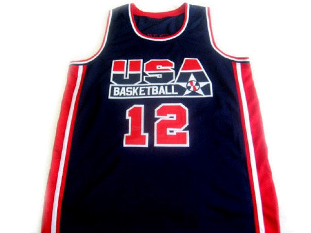 John Stockton Jersey #12 Team USA Basketball Navy Blue