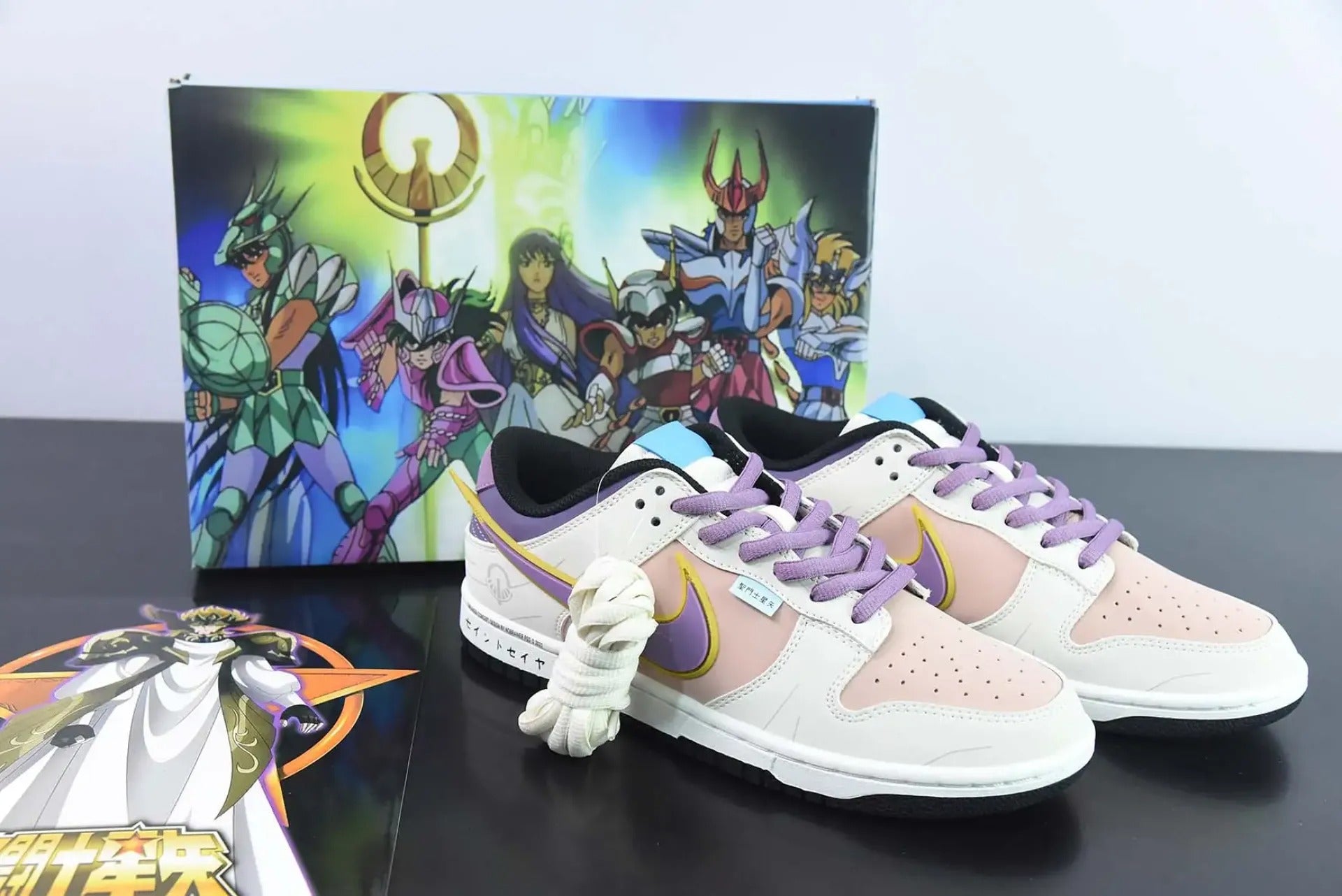 Saint Seiya x Nike Dunk Low Custom White Purple Pink