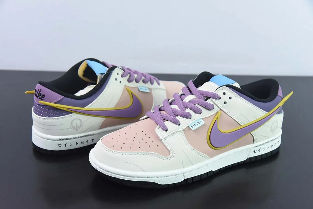 Saint Seiya x Nike Dunk Low Custom White Purple Pink