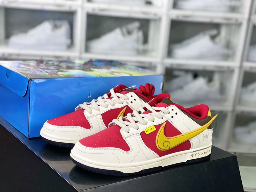 Saint Seiya x Nike Dunk Low Custom White Red Gold