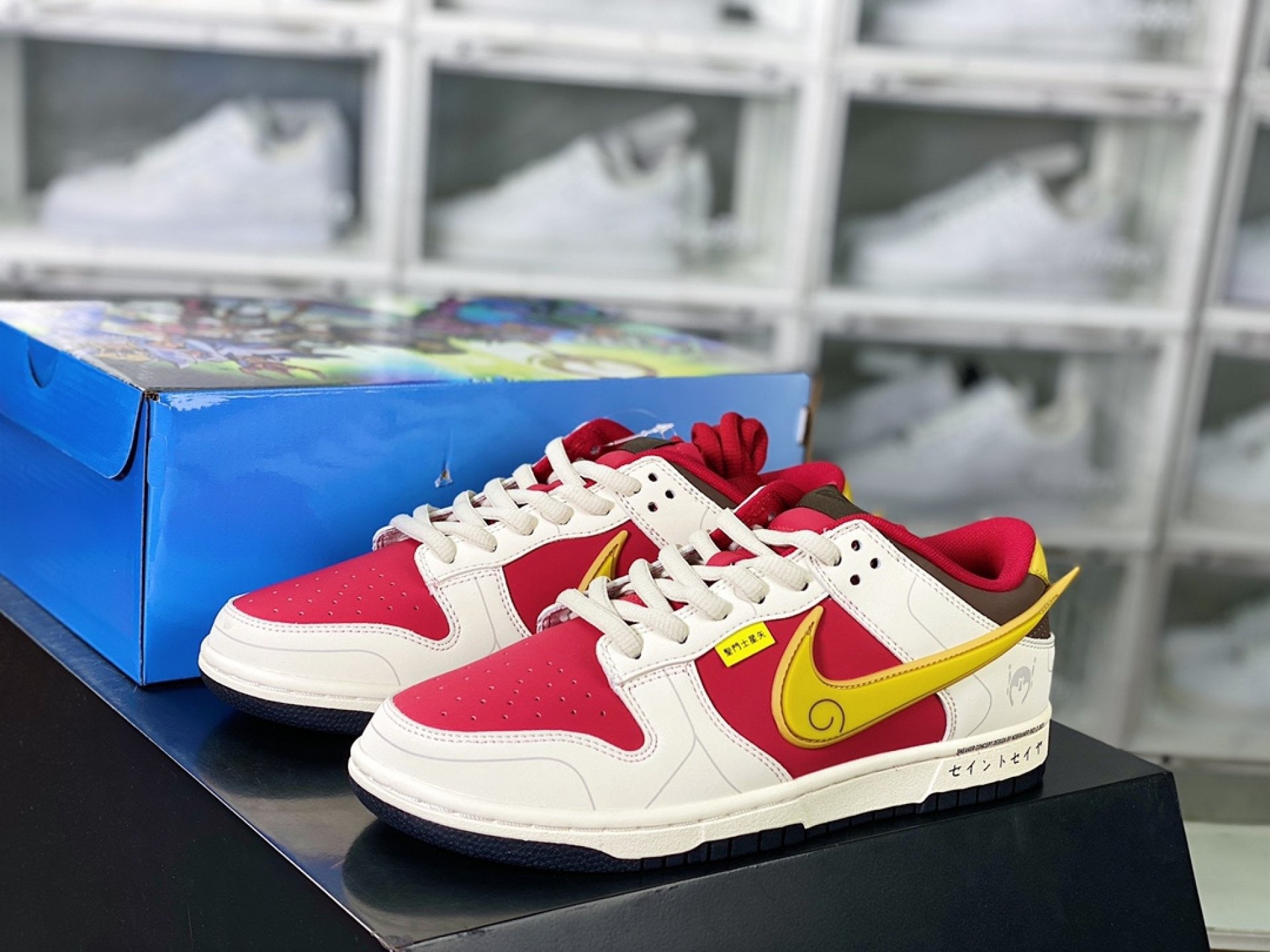 Saint Seiya x Nike Dunk Low Custom White Red Gold