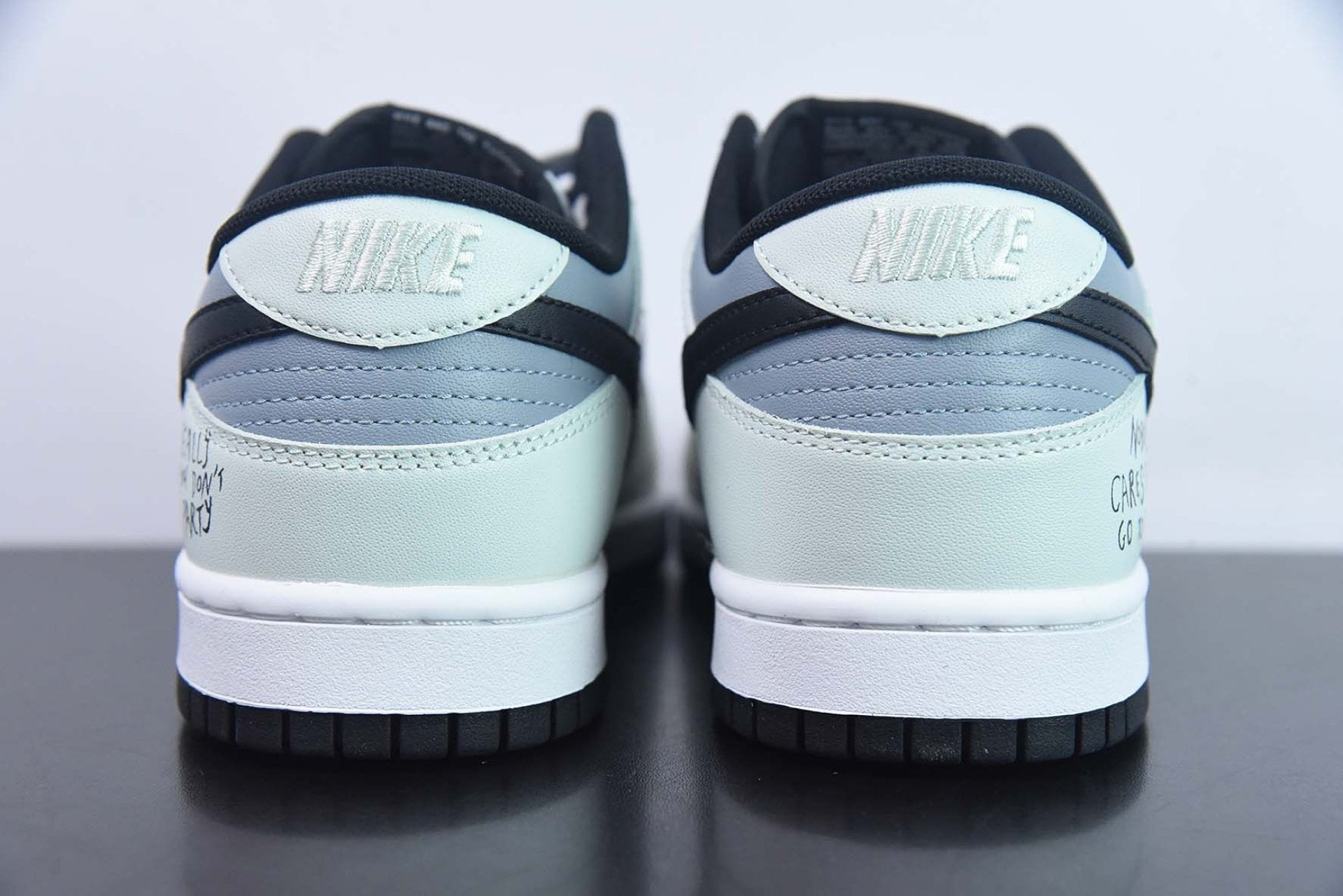 Custom Dunk Low White Blue Black