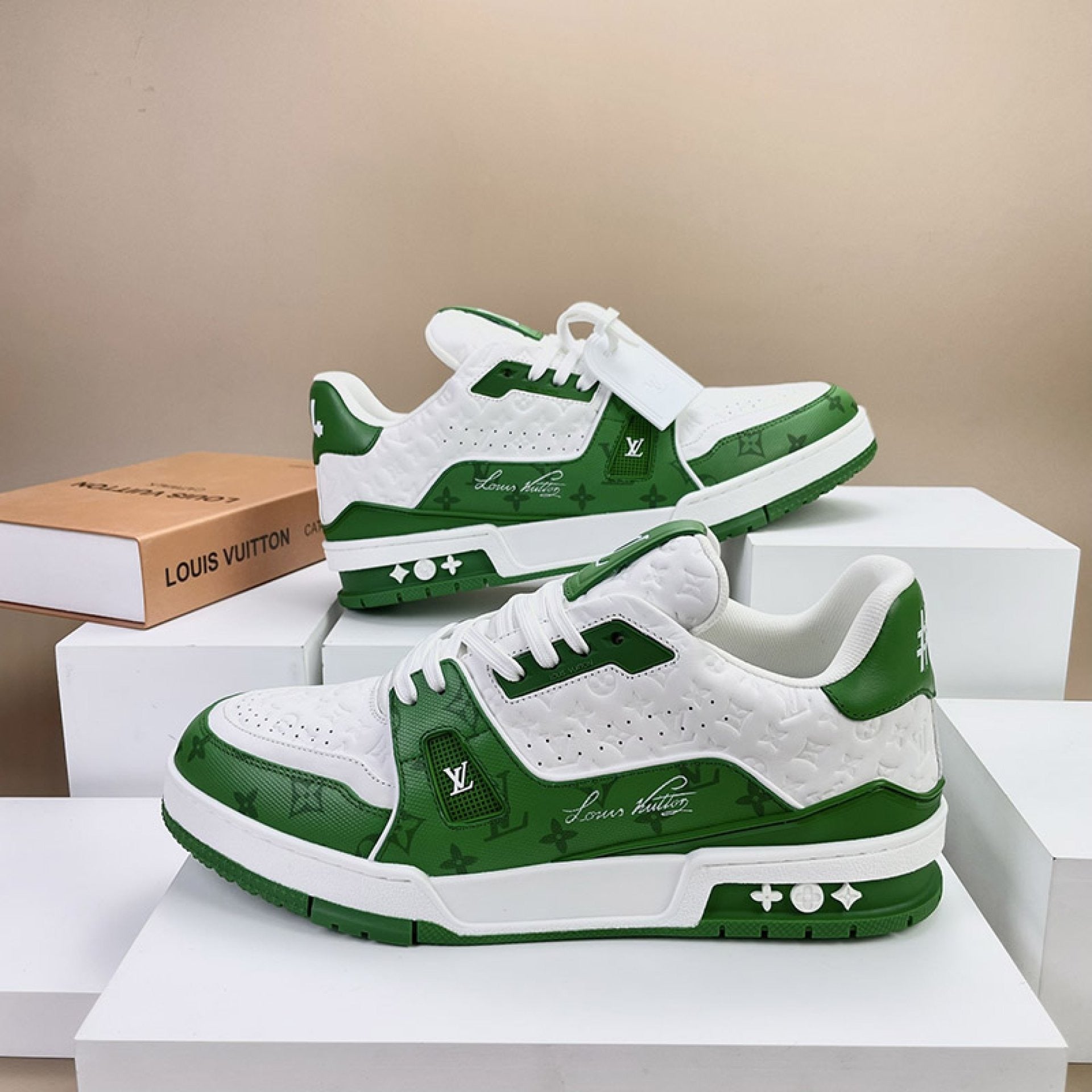 Luxury Virgil Trainer Sneakers #54 Signature Green White