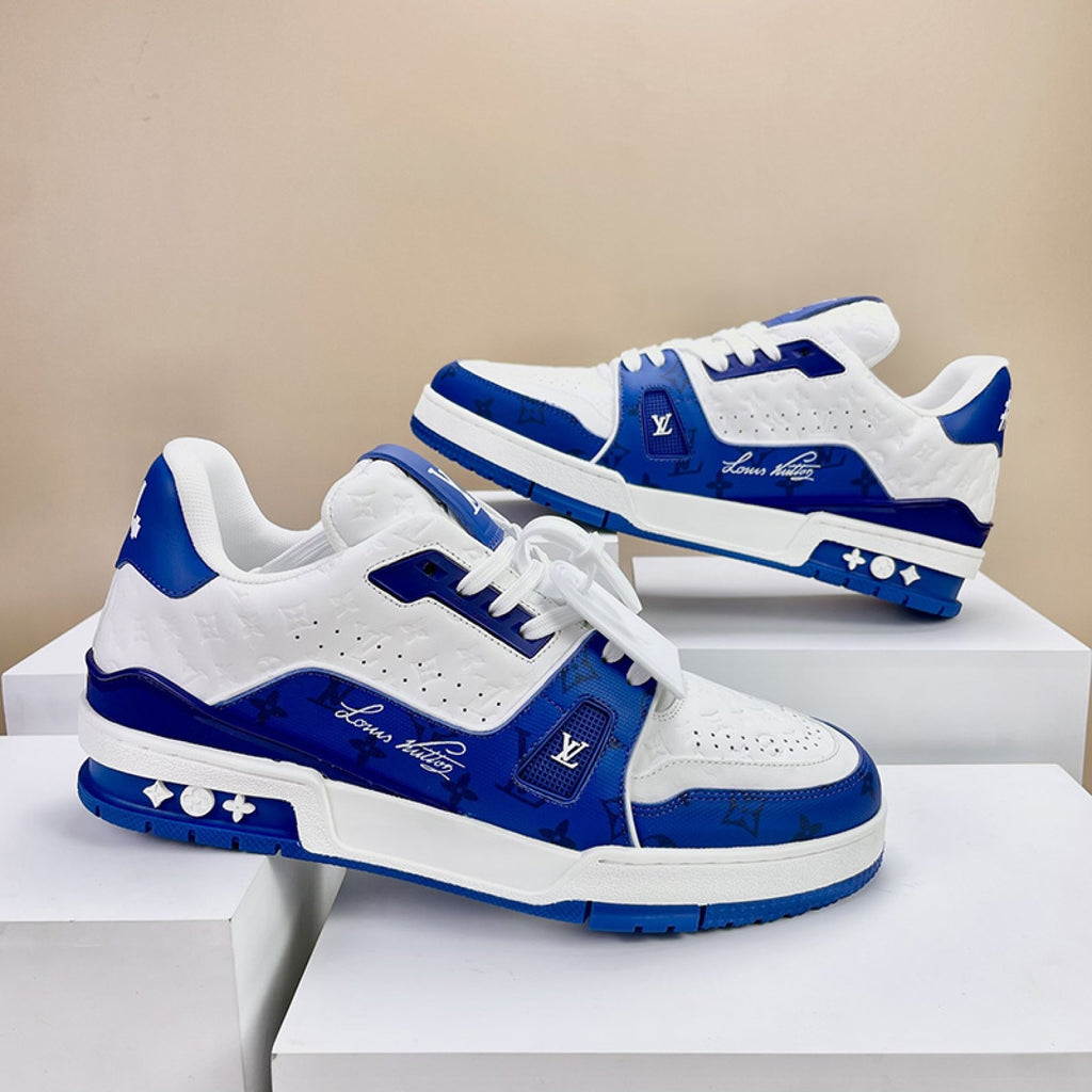 Luxury Virgil Trainer Sneakers #54 Signature Blue White