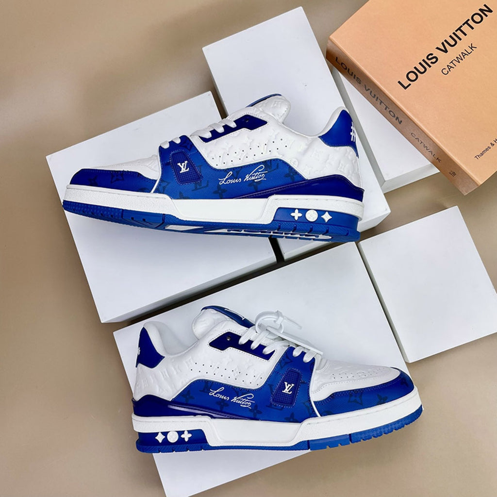 Luxury Virgil Trainer Sneakers #54 Signature Blue White