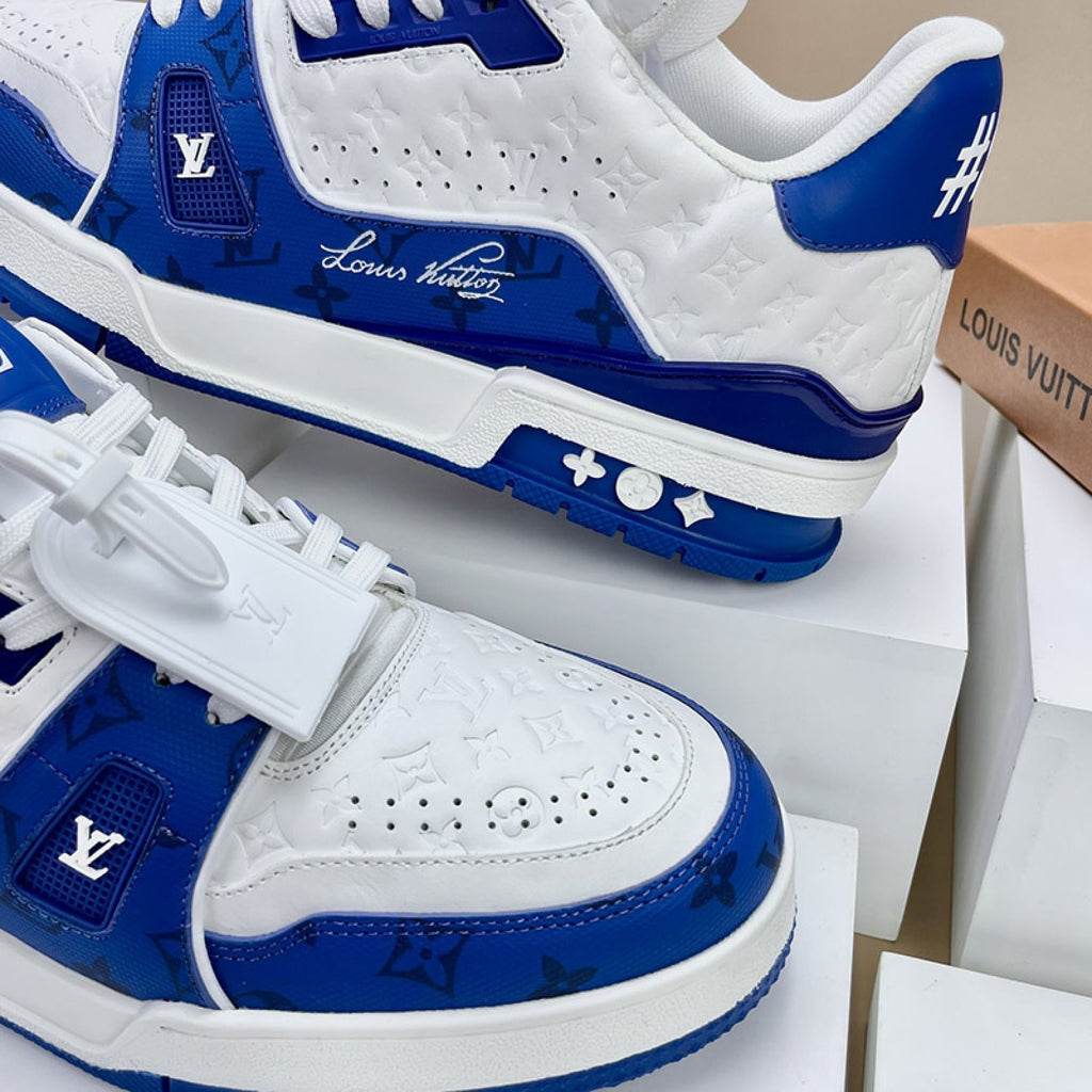 Luxury Virgil Trainer Sneakers #54 Signature Blue White