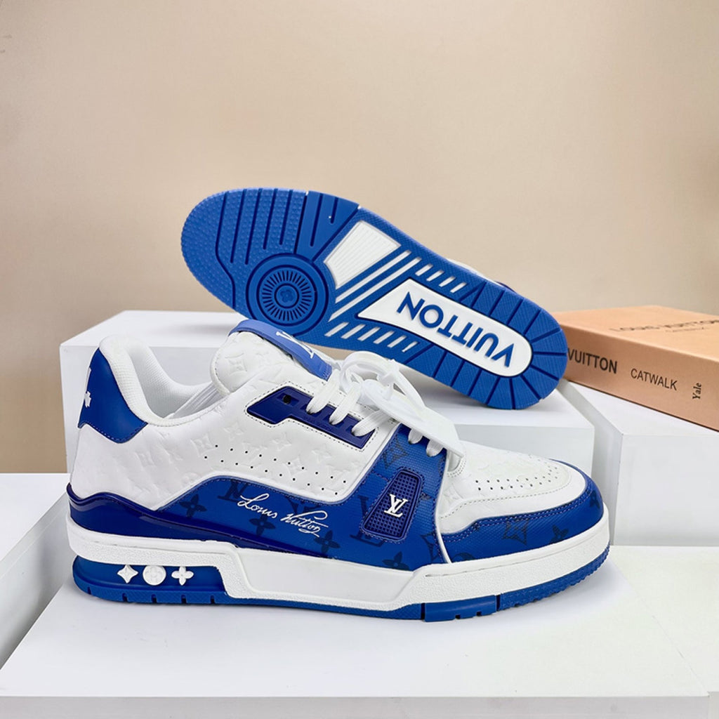 Luxury Virgil Trainer Sneakers #54 Signature Blue White