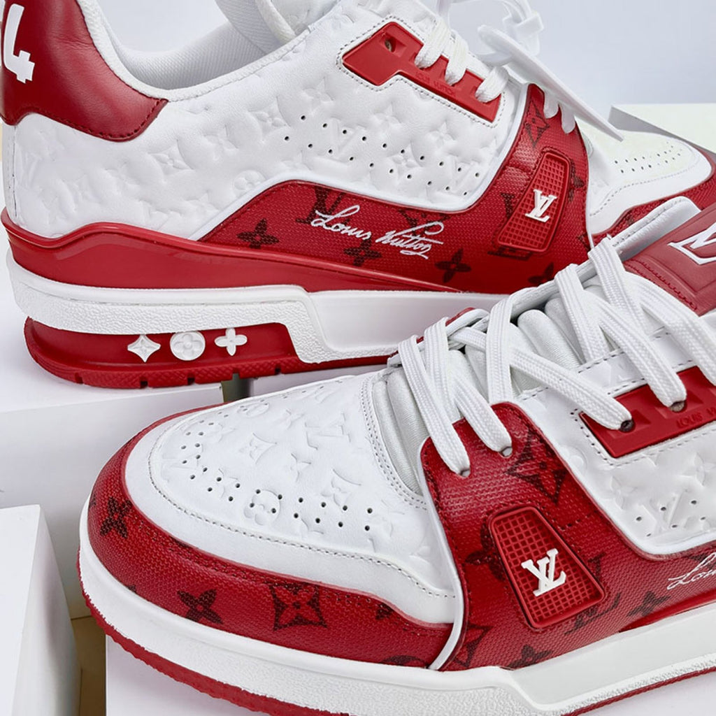 Luxury Virgil Trainer Sneakers #54 Signature Red White