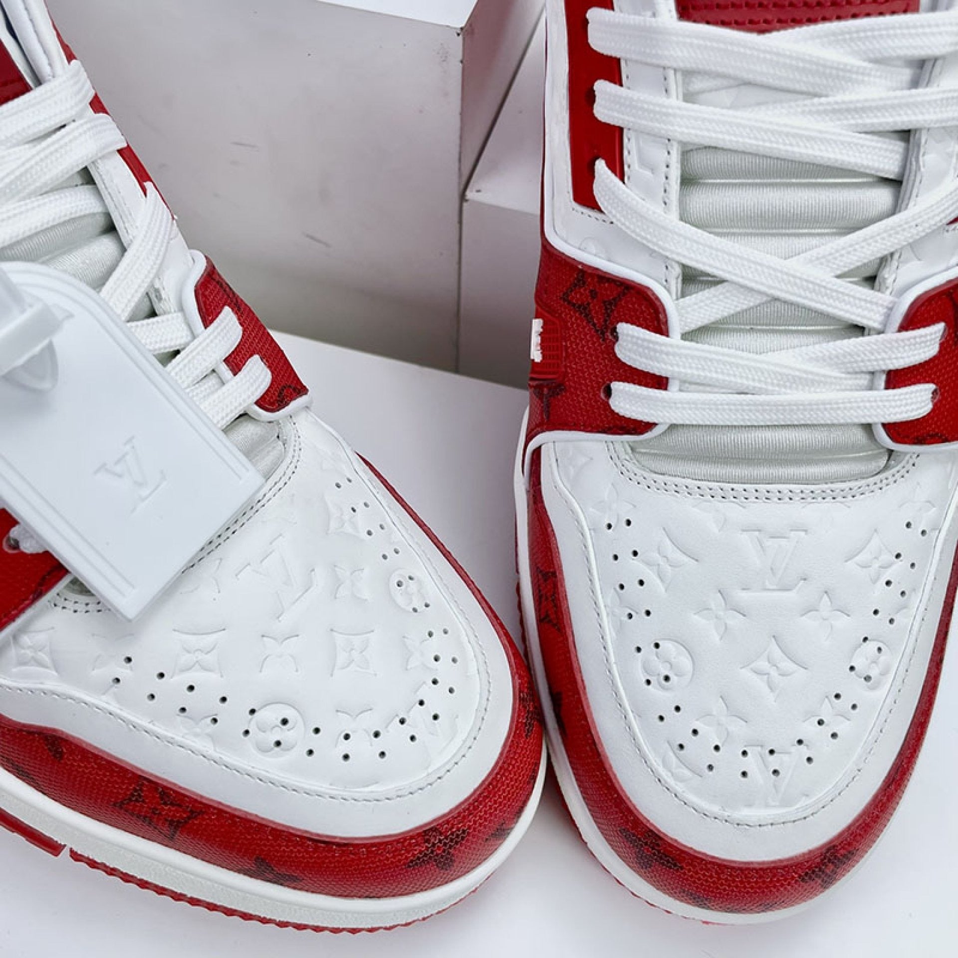 Luxury Virgil Trainer Sneakers #54 Signature Red White