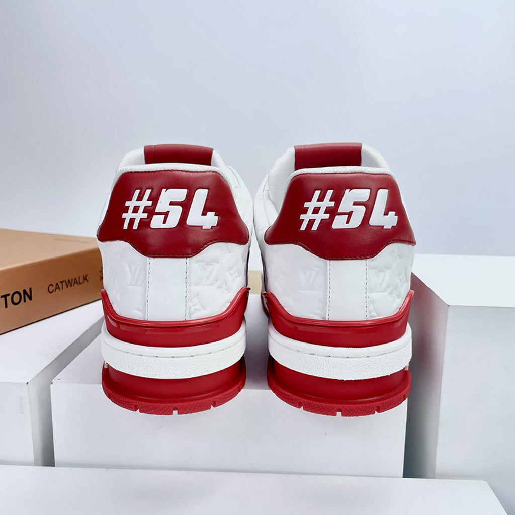 Luxury Virgil Trainer Sneakers #54 Signature Red White