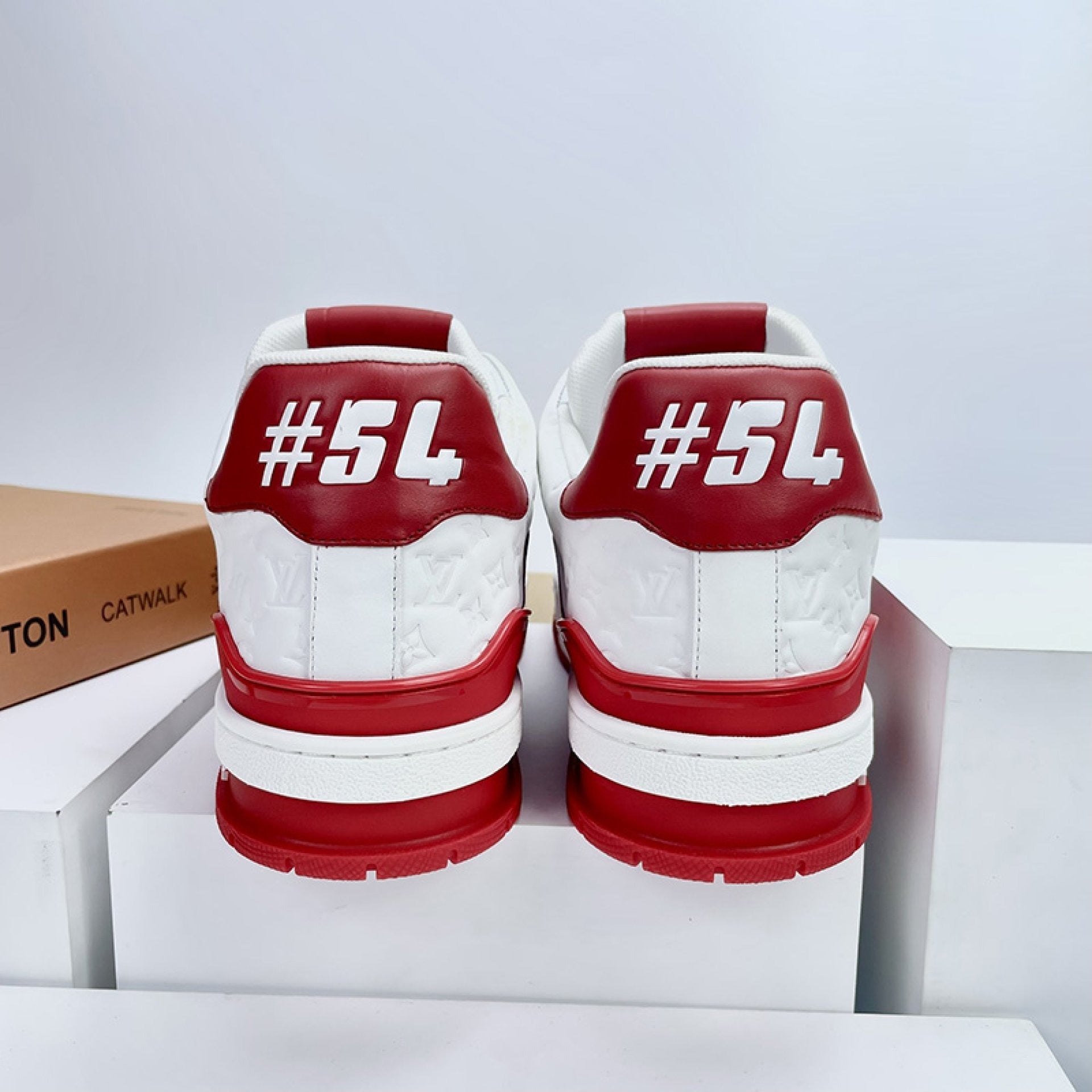 Luxury Virgil Trainer Sneakers #54 Signature Red White