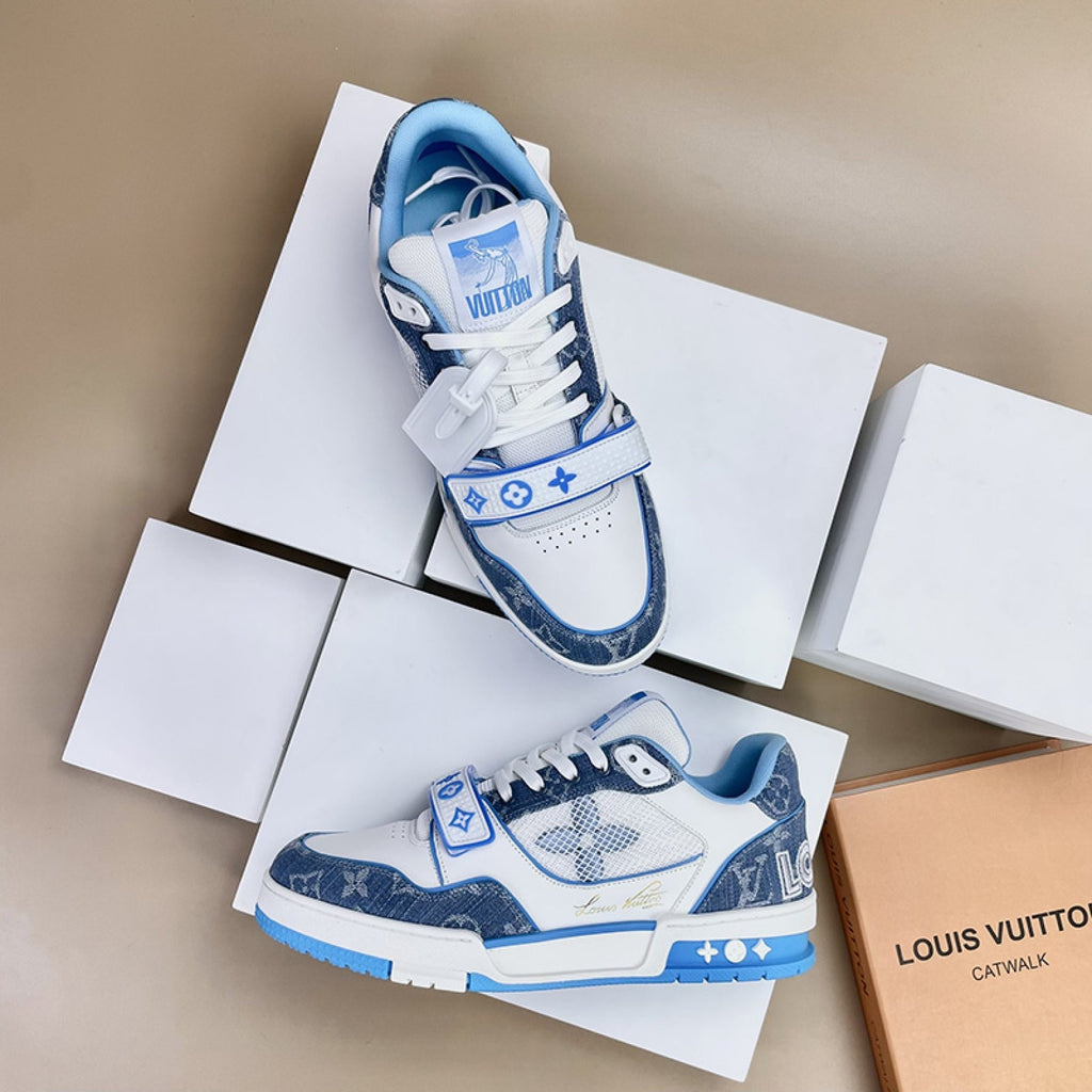 Luxury Virgil Trainer Sneakers Monogram Denim Blue