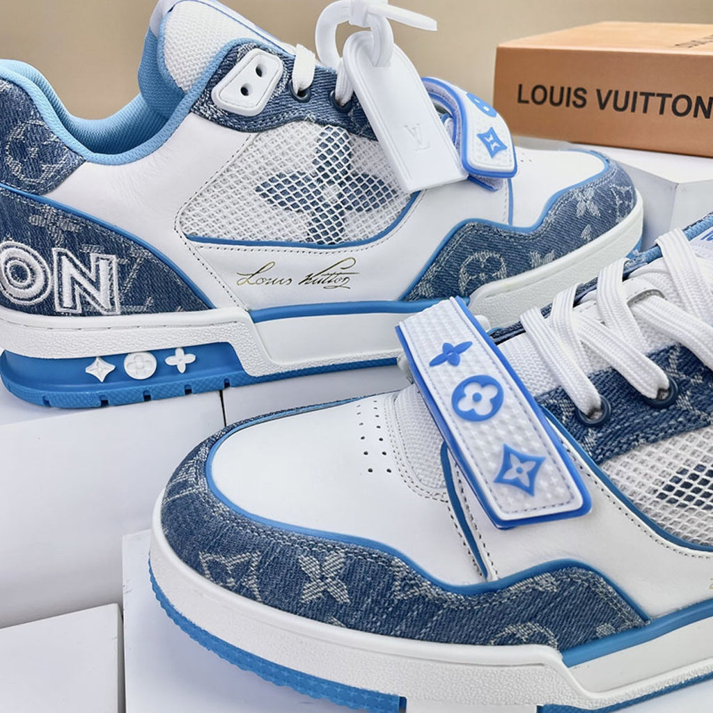 Luxury Virgil Trainer Sneakers Monogram Denim Blue