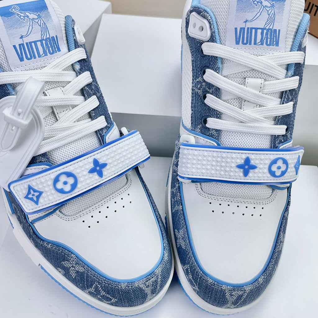 Luxury Virgil Trainer Sneakers Monogram Denim Blue