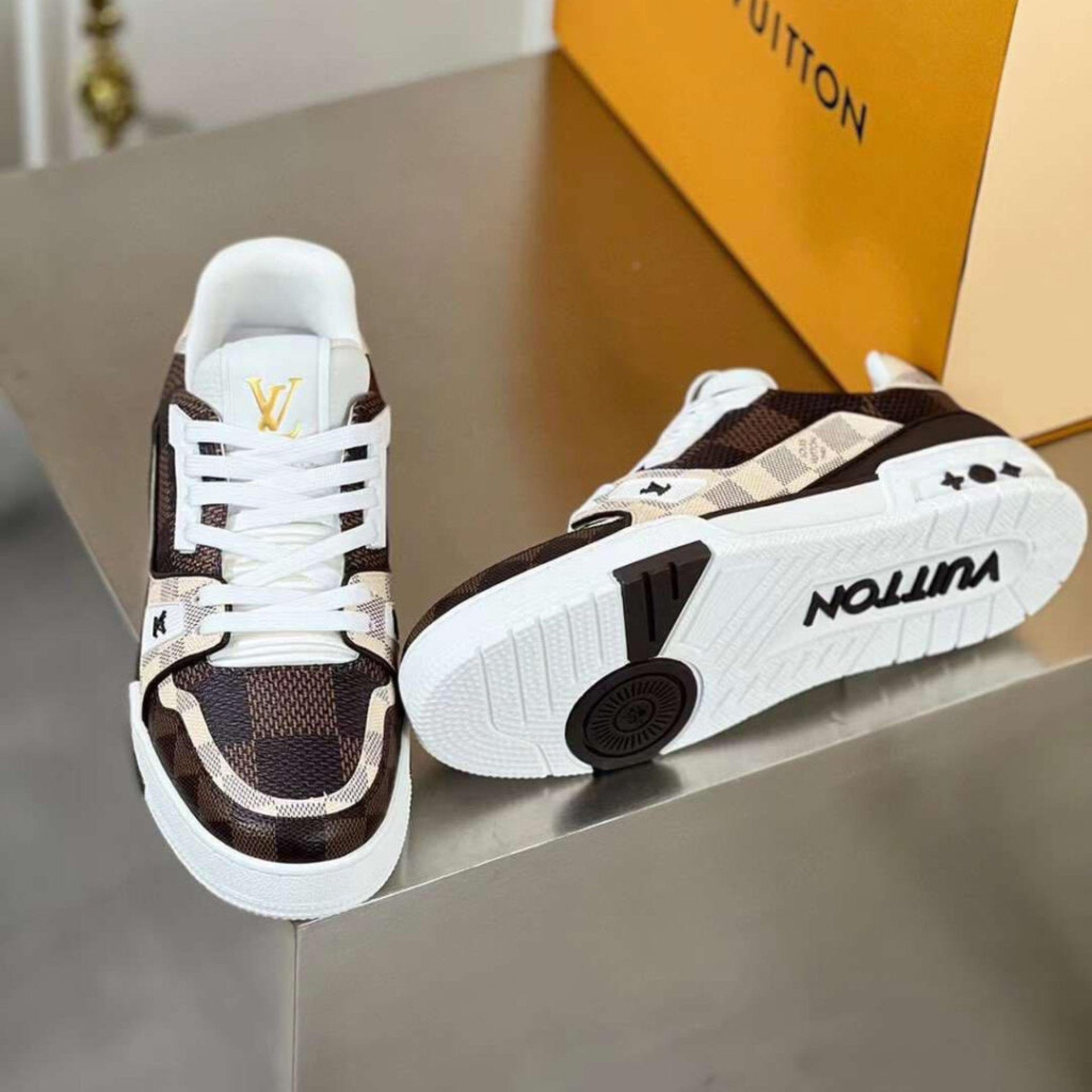 Luxury Virgil Trainer Sneakers #54 Damier Ebene Multi