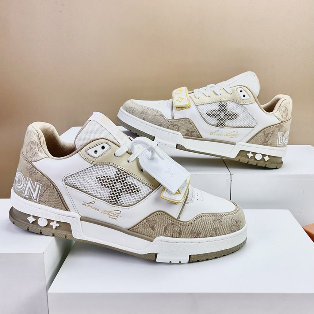 Luxury Virgil Trainer Sneakers Beige White