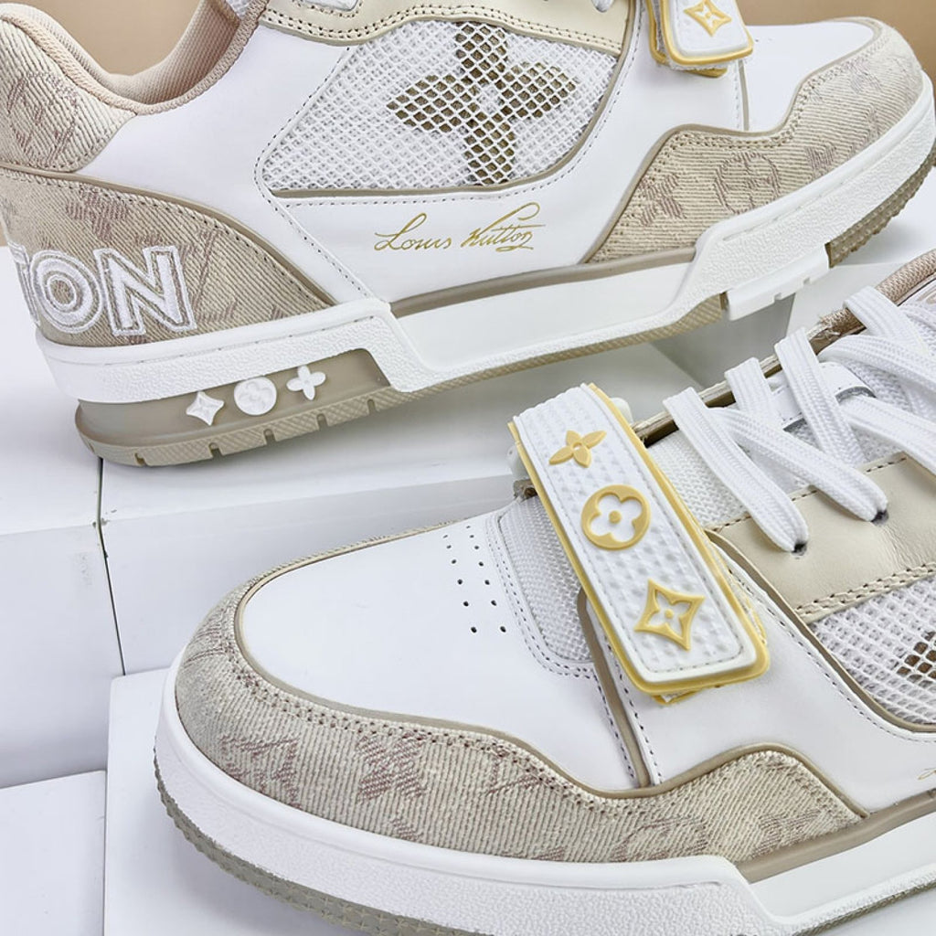Luxury Virgil Trainer Sneakers Beige White