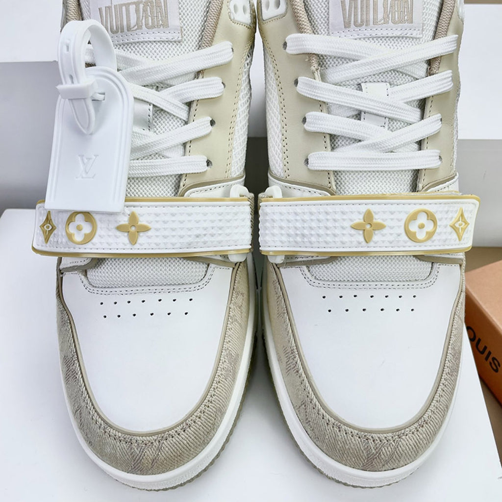 Luxury Virgil Trainer Sneakers Beige White