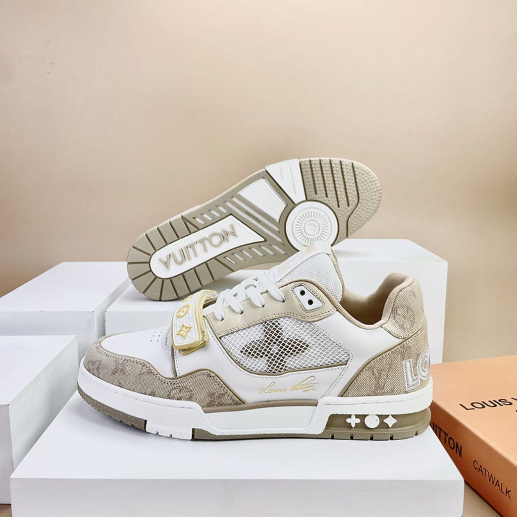Luxury Virgil Trainer Sneakers Beige White